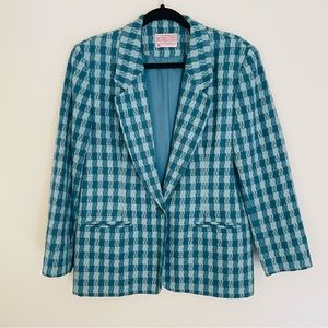 Vintage Pendleton Petite women’s wool teal blazer size 14P